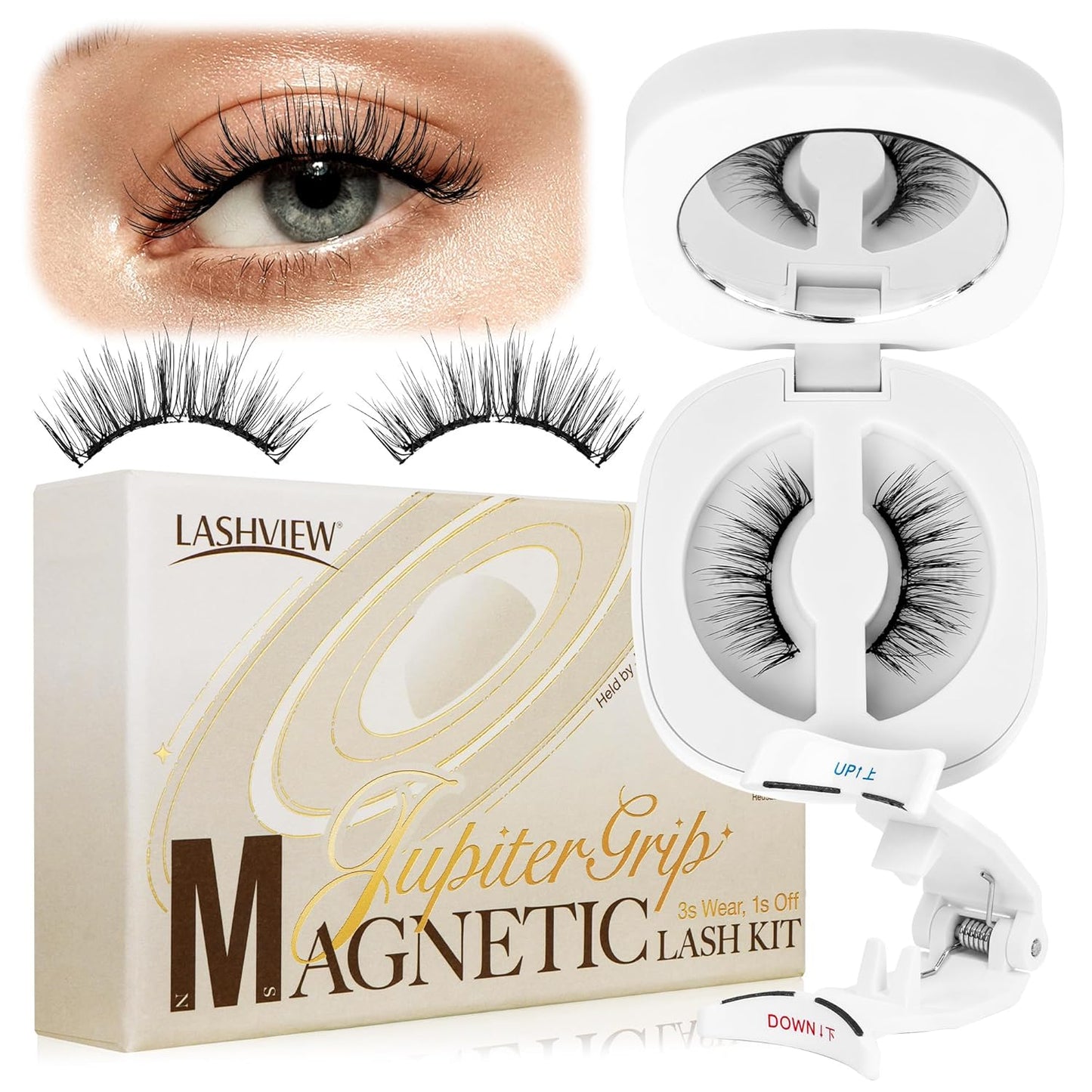 LASHVIEW Upgrade Soft Magnetic Eyelashes Natural Look, Reusable Magnetic Eyelashes with Applicator, No Glue Needed Lashes Kit, Easy to Wear and Remove CT01