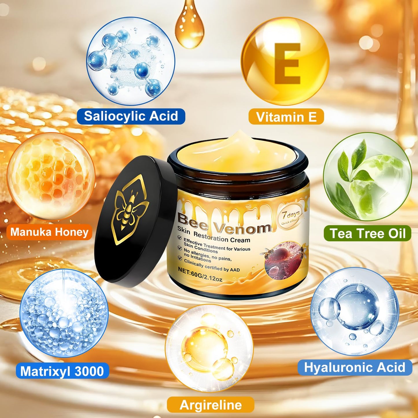 2pc Bee Venom Skin Restoration Cream, Bee Venom Skin Treatment Cream-Firms & Rejuvenates, Smooths Wrinkles & Fine Lines