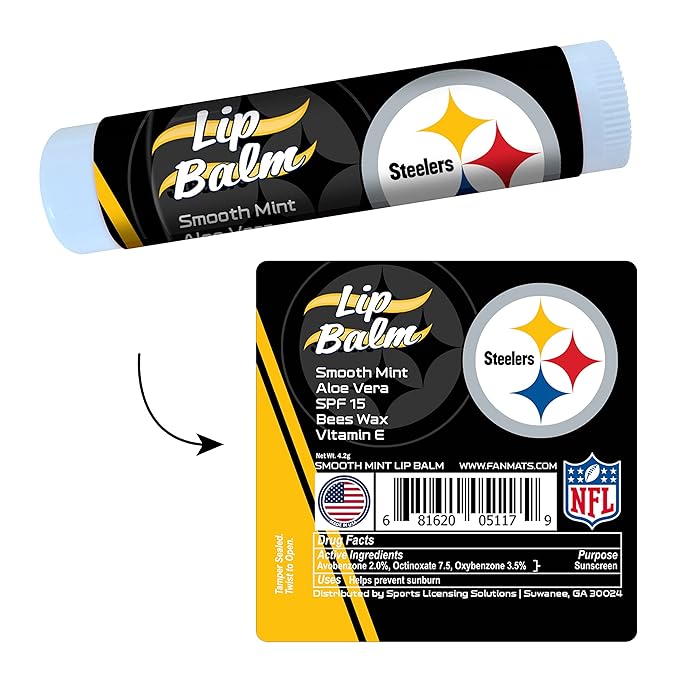 FANMATS 34733 Pittsburgh Steelers Smooth Mint SPF 15 Lip Balm