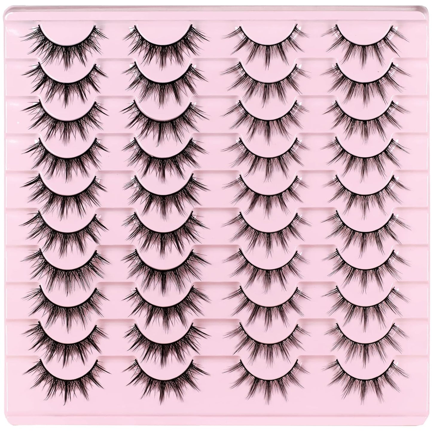 Losha Manga Lashes Natural Look Wispy False Eyelashes 20 Pairs 2 Styles Mixed Soft Fake Eye Lashes Pack Vegan Asian Anime Eyelashes (20P-Manga)