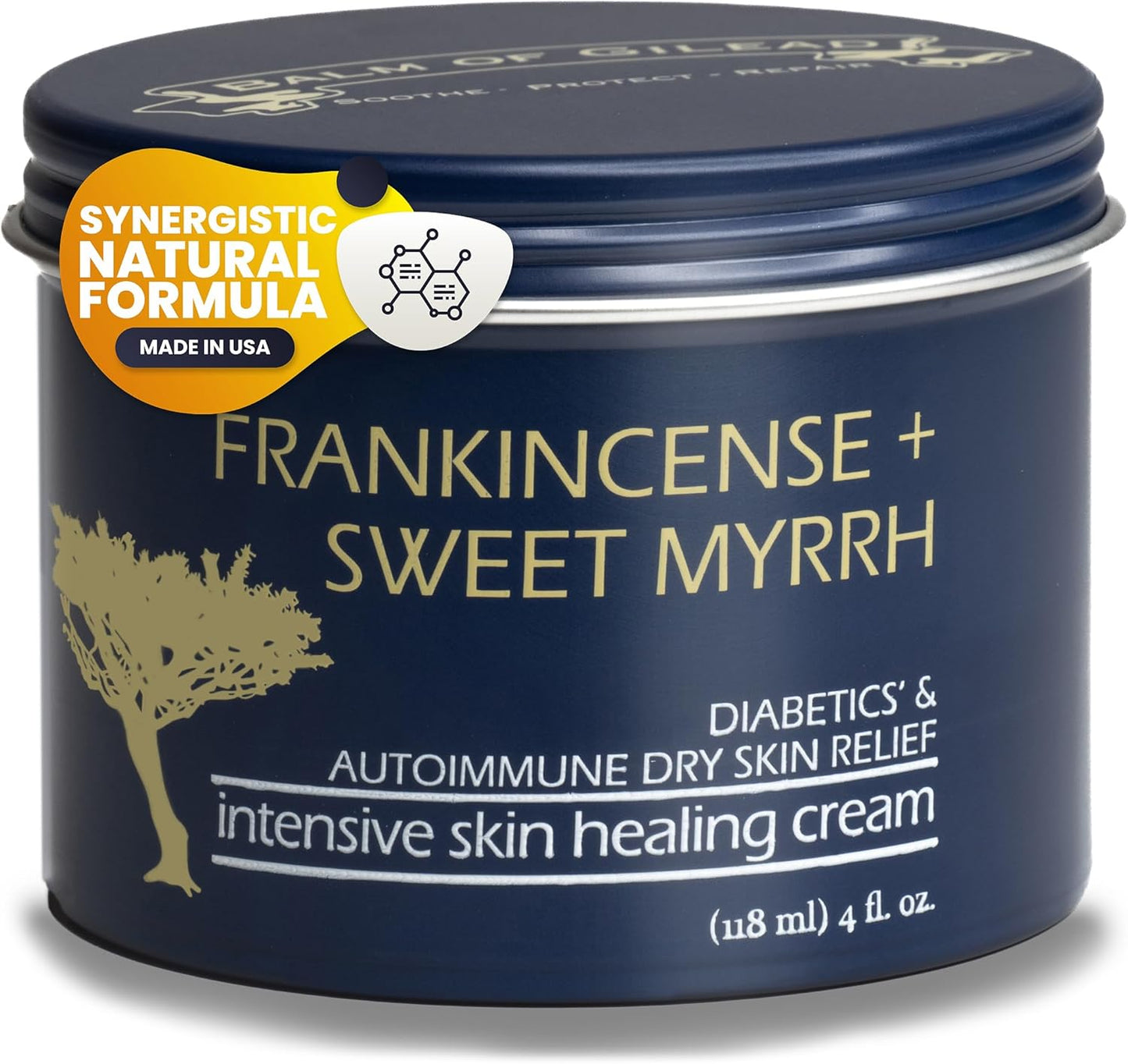 BALM OF GILEAD Foot Healing Cream – Frankincense & Sweet Myrrh Moisturizer for Sensitive Skin - Relieving Foot Therapy & Diabetic Skin Healing - Deeply Nourishing & Synergistic Cream