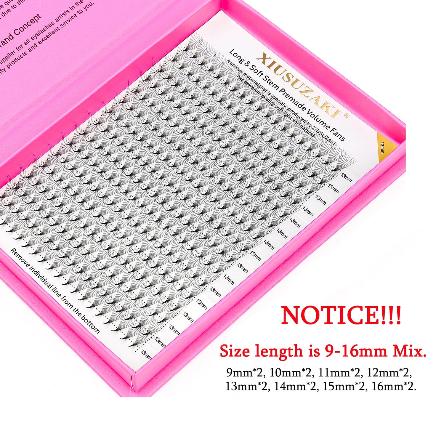 Premade Fans Eyelash Extensions 10D Volume Lash Extensions 0.05 Thickness Eyelash Extension D Curl Premade Lash Fans Mix 9-16mm Fluffy Soft Handmade Lash Fan(10D-0.05-D,9-16mm)