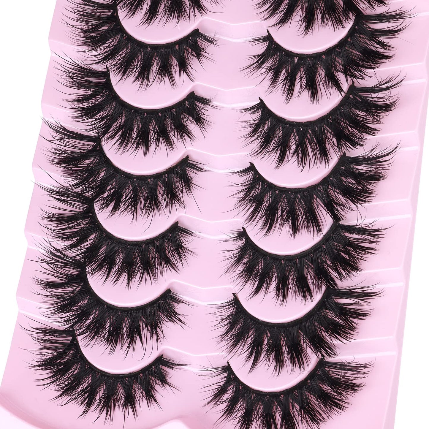 Lashes Flat Faux Mink Eyelashes 20mm Long False Eyelashes Dramatic Cat Eye Eyelashes Wispy 3D Crossed Thick Fox Eyelashes Extensions Strip Lashes Pack by Kiromiro