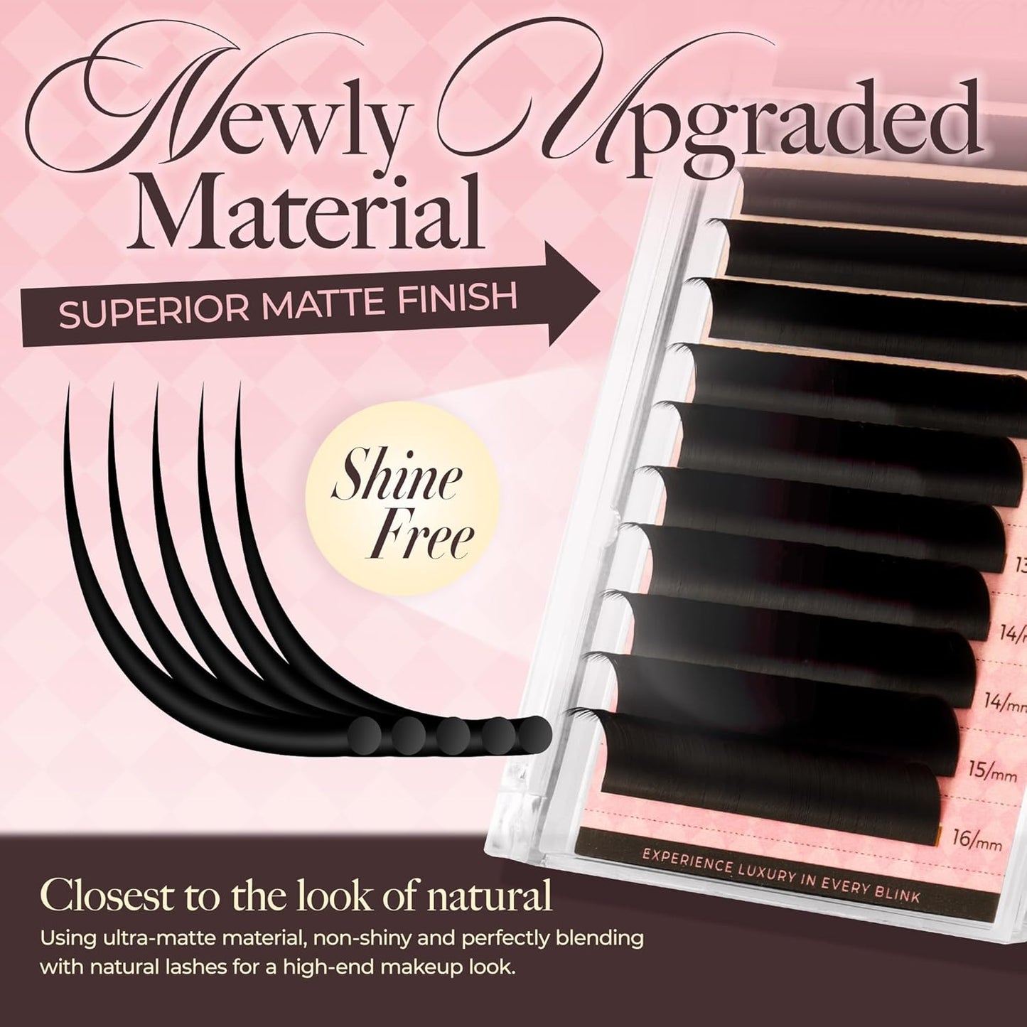 LASHVIEW Volume Lash Extensions 0.03-0.20 J/B/L/C/CC/D Curl 8-16mm Mixed & Single Length Tray, Soft Matte Dark Professional Eyelashes Extension(0.05 C 8-16mm)