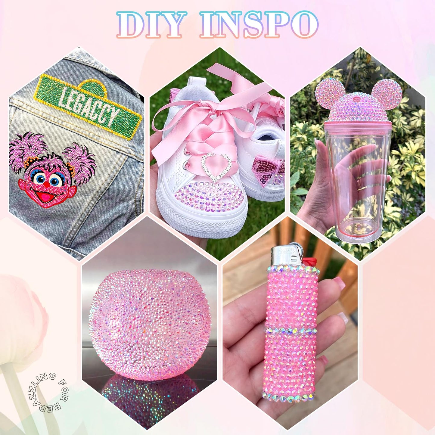 25000Pcs Resin Rhinestones with Tweezers for Crafting, 2-6mm Mixed Sizes (Light Pink AB) Non Hotfix Flatback Gems, Bedazzling Crystal for DIY Crafts Clothing Tumblers Mugs Shoes Decor Nail Art