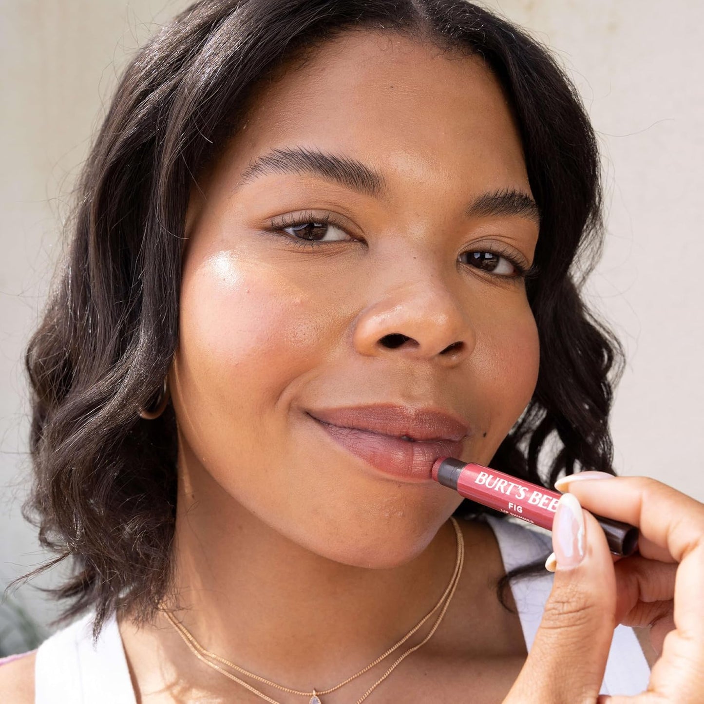 Burt's Bees Shimmer Lip Tint, Tinted Lip Balm Stick, Moisturizing for All Day Hydration with Natural Glowy Pigmented Finish & Buildable Color, Fig, 1 Tube, 0.09 oz.