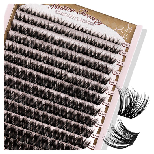 PopUp Lash-Extension-Clusters 182pcs D Curl Lash Clusters Natural Look Cluster Lashes Extensions Super Thin Band & Soft Lashes Reusable 9-16mm MIX (C163)