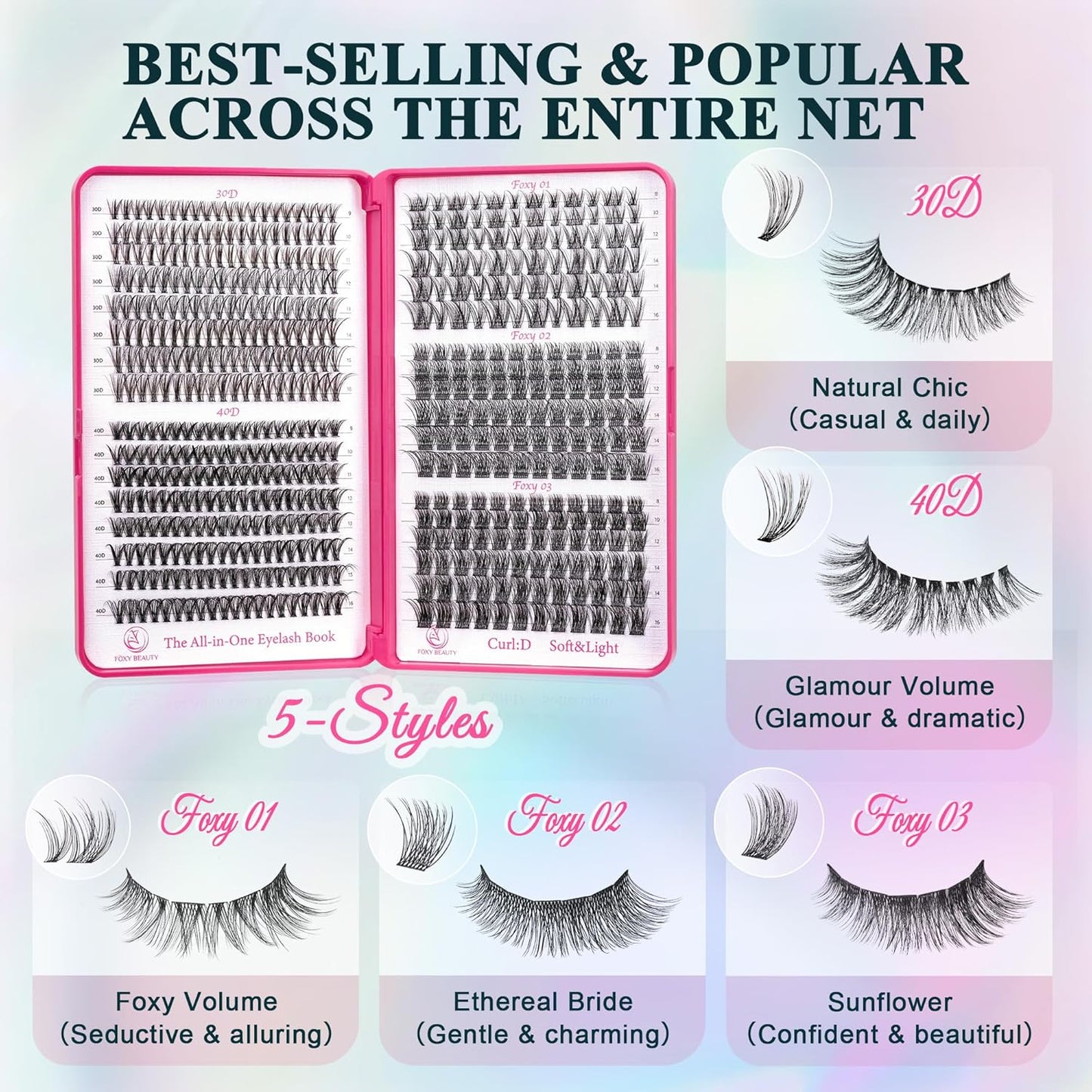 Lash Clusters - Wispy Lash Clusters For Natural Look 8-16MM 536Pcs Eyelash Clusters D Curl Individual Lashes for DIY Lash Extension Kit