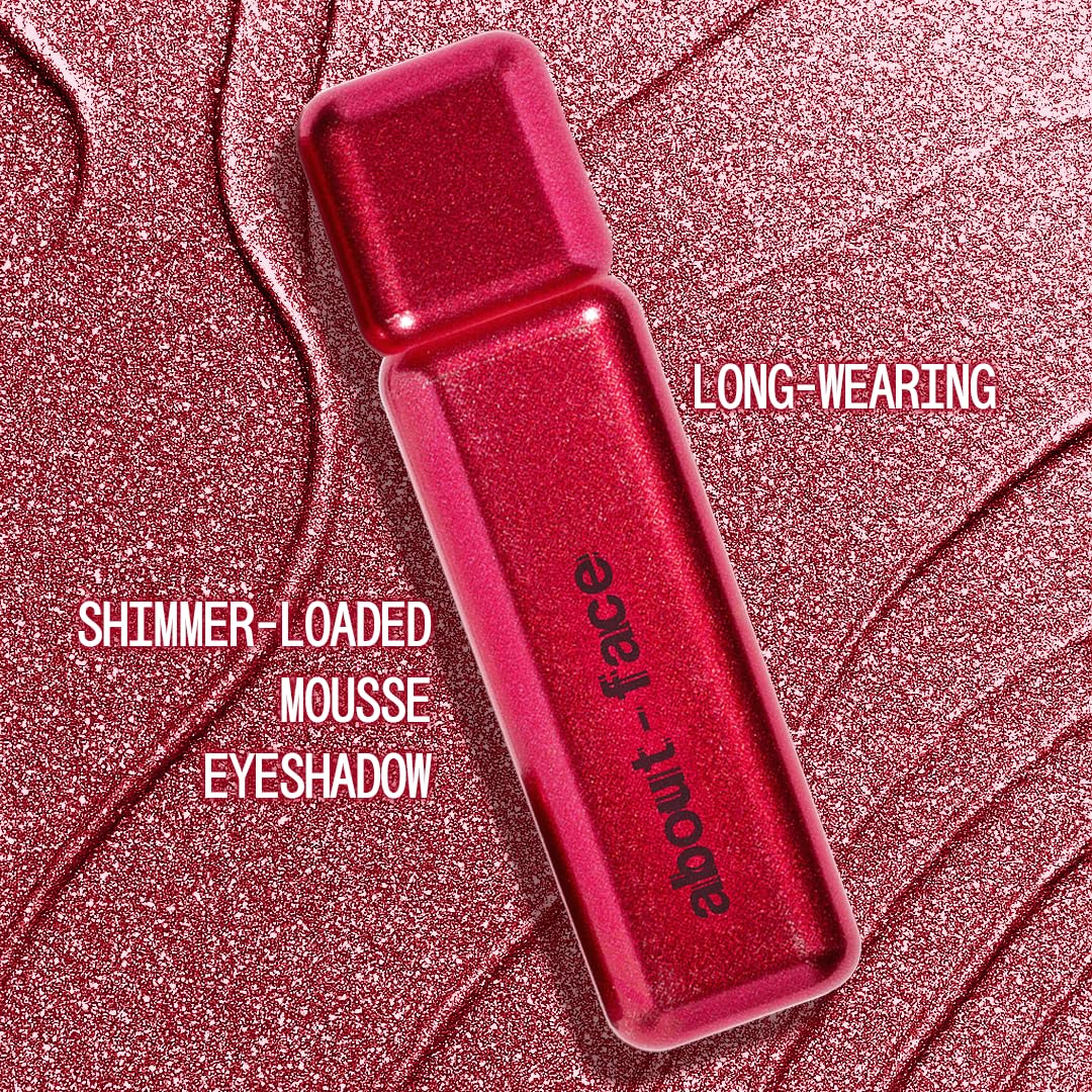 aboutface Fractal Glitter Eye Paint Cherie – Smudge-Proof, Long-Lasting Liquid Eyeshadow – Intense Sparkle with Mousse Texture – Vegan, Cruelty-Free – 0.13 oz (Hot Pink Red)