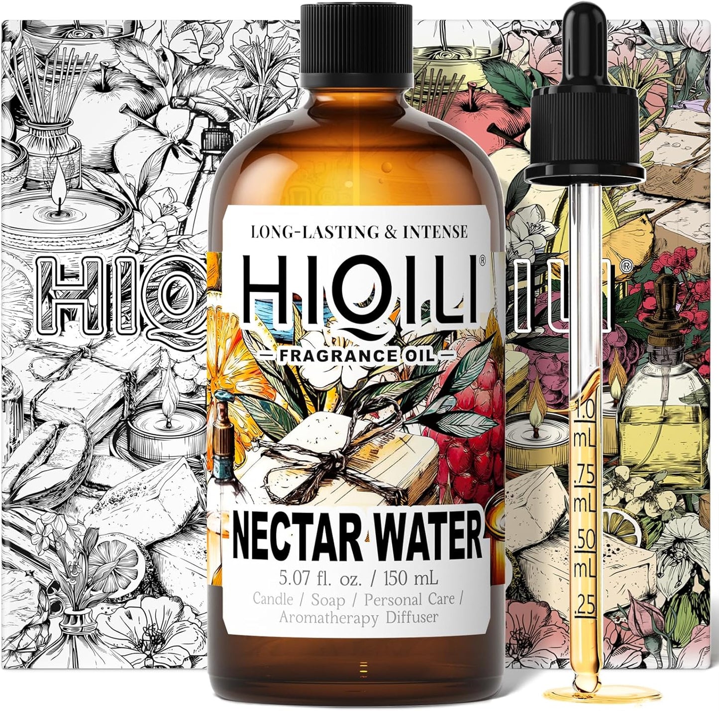 HIQILI Nectar Water Fragrance Oil for Diffuser, Jasmine & Osmanthus Scents, Candle, Soap, Perfume Making, White Floral Long Lasting Aroma - 5.07 Fl Oz