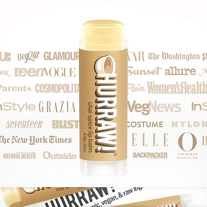 Hurraw! Chai Spice Lip Balm: Organic, Certified Vegan, Cruelty and Gluten Free. Non-GMO, 100% Natural Ingredients. Bee, Shea, Soy and Palm Free. Made in USA