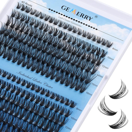 Individual Lashes Large Tray 240pcs Lash Clusters 0.07mm 40P+50P C Curl Mix 8-16mm Eyelash Clusters Soft&Lightweight Cluster Lashes Mink Lash Extension Clusters Mixed Tray Individual Lashes Cluster