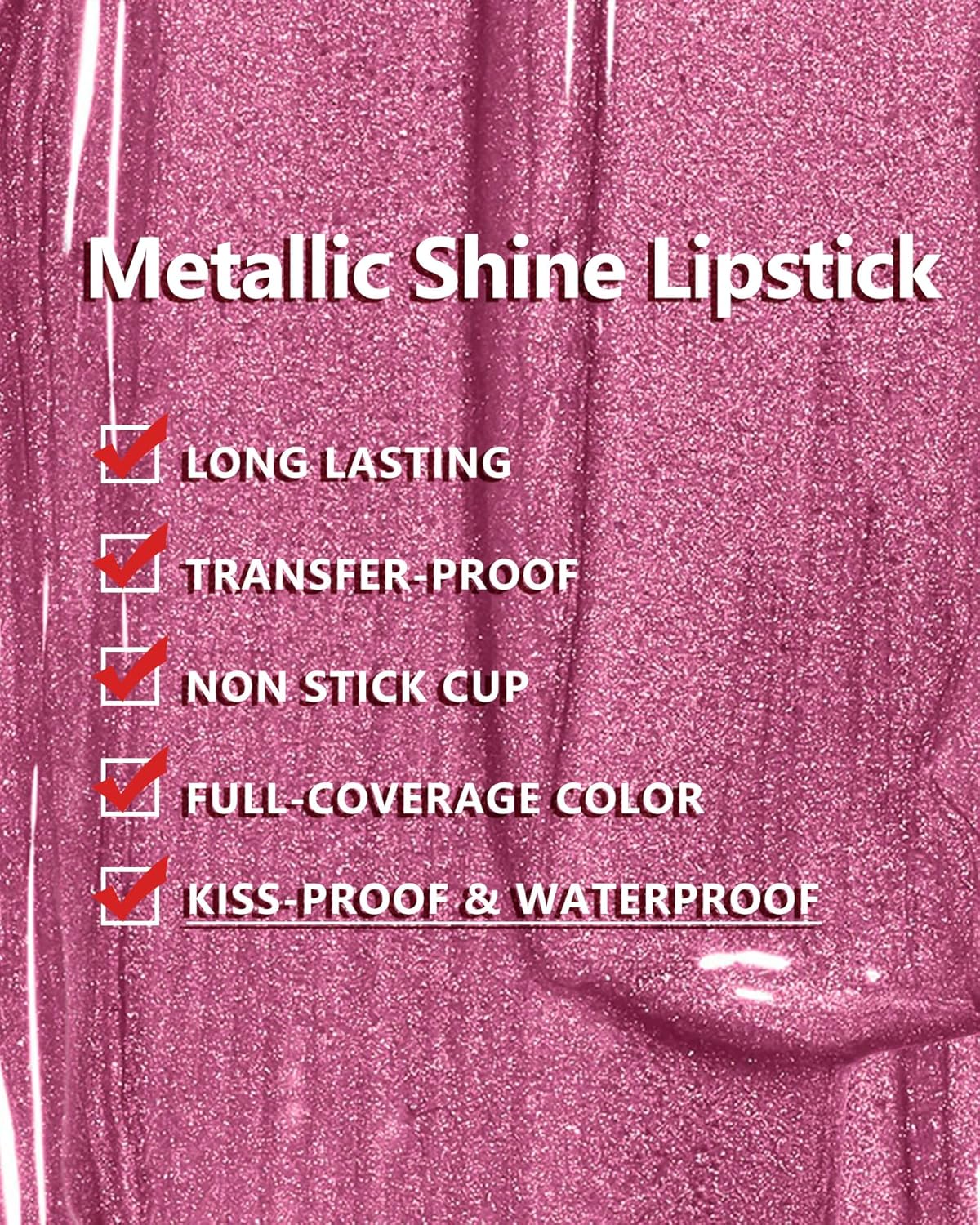 MAKI YIKA Metallic Lipstick - Long Lasting Hot Pink Lipstick for Women, High Shine No Smudge Transferproof Full-Coverage Lip Gloss (BR02 Metal Barbie)