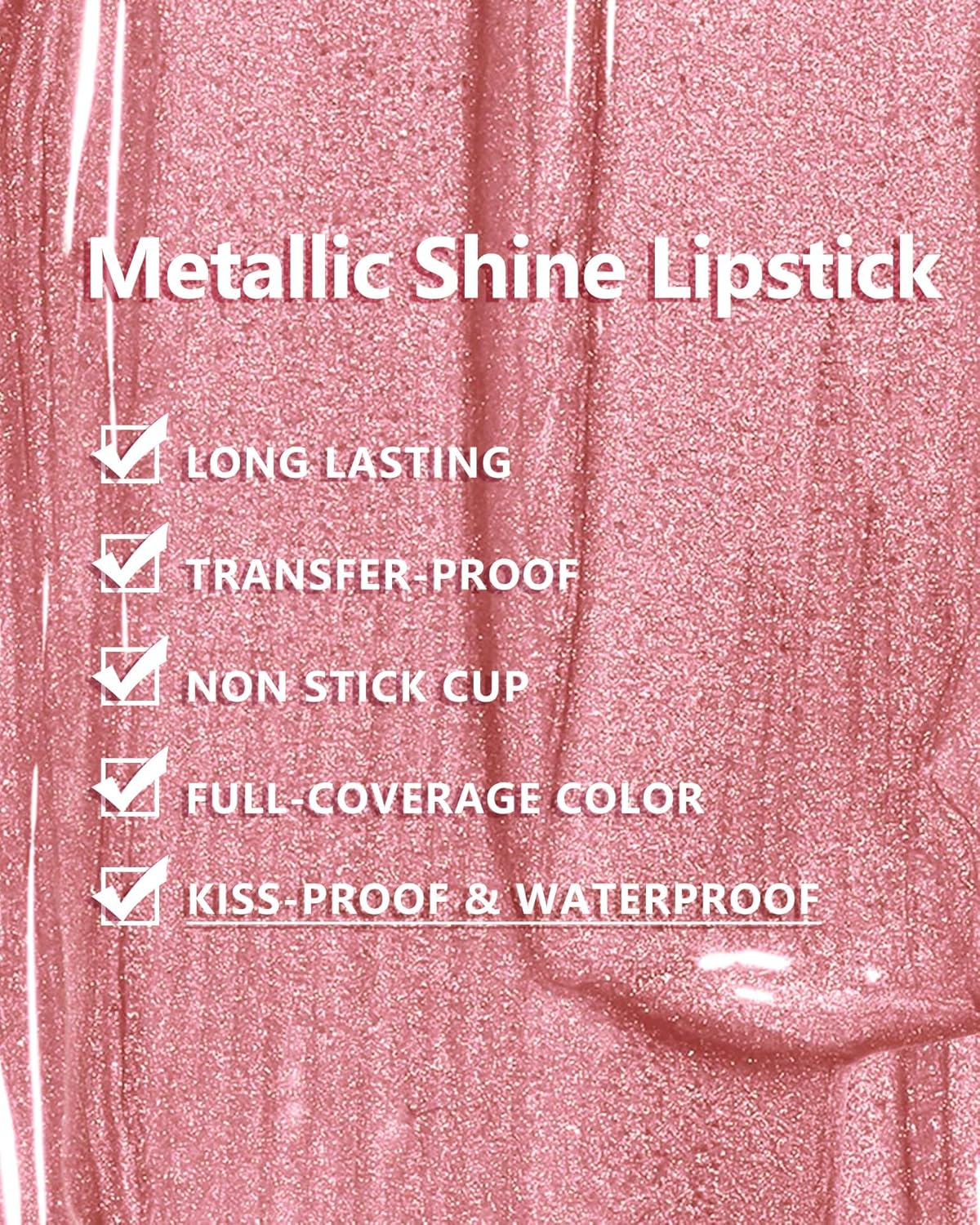 MAKI YIKA Pink Nude Lipstick for Women Metallic Lipsticks Glitter Long Lasting Lipstick No Smudge No Transfer Liquid Lip Gloss (BR017 Love Fighter)